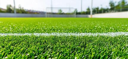 A soccer field with artificial grass and white lines photo