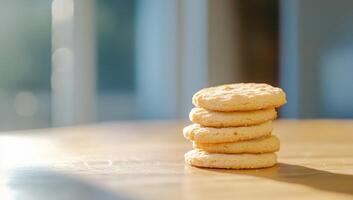 A stack of cookies on a table photo