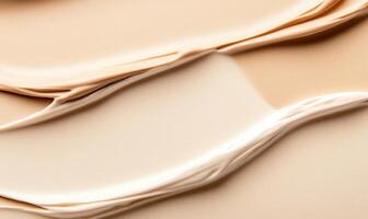 Close-up of blended cream or foundation in varying skin tones. photo
