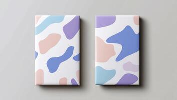 Two chocolate bars with a colorful pattern on them photo