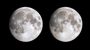 A dual view of the moon showcasing its surface details. photo