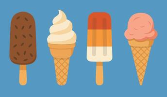 Set of Ice Cream Various Types of Ice Cream Shapes Flat Illustrations vector