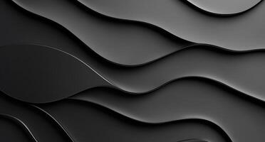Abstract black waves creating a smooth, textured background. photo