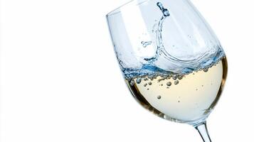 A glass of white wine with splashes, capturing a refreshing moment. photo