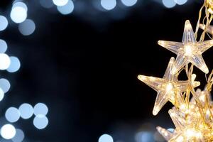 A close-up of star-shaped lights with a soft bokeh background. photo