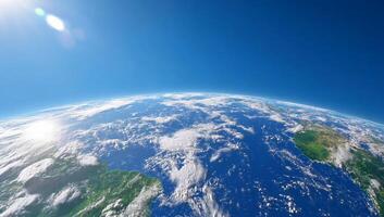 A view of Earth from space, showcasing clouds and oceans. photo