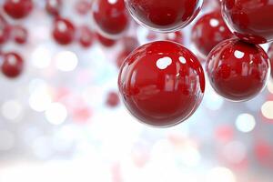 Abstract red spheres floating in a bright, blurred background. photo
