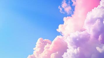 A serene sky filled with soft, colorful clouds at sunset. photo