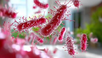 Close-up view of colorful bacteria in a modern environment. photo