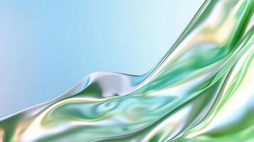 A flowing, iridescent fabric with soft gradients and reflections. photo
