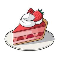 Strawberry slice with whipped cream and decorative berries on plate creating delightful dessert experience vector