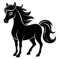 Elegant Horse Silhouette With Flowing Mane And Tail Format vector