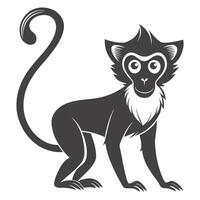 Monochrome Monkey Illustration Playful Animal Graphic Design Image vector