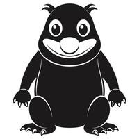 Cartoon Mole Character Black And White Illustration Graphic Design vector