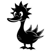 Black And White Cartoon Duck Illustration Drawing For Material vector