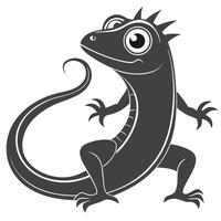 Cartoon Lizard Character Illustration Gray Scale Funny Reptile Isolated On White vector