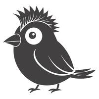 Stylized Bird Illustration With Feathered Crest In Minimalist Black And White vector