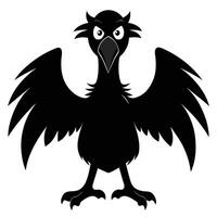 Cartoon Black Raven With Open Wings Illustration For Design vector