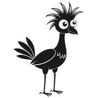 Black And White Cartoon Bird Illustration Isolated On White Background Image vector