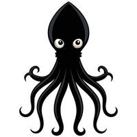Cartoon Squid Character With Big Eyes And Eight Tentacles Isolated vector