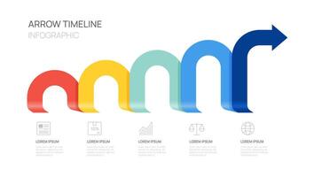 Curved Arrow timeline Infographic Template for Tax and Tariff Growth steps design. vector