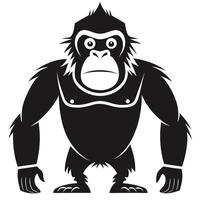 Graphic Gorilla Mascot Illustration In Black And White Simple Style vector
