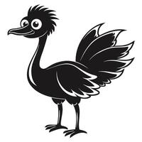 Cartoon Roadrunner Black And White Graphic Illustration Design Element vector