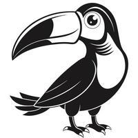Stylized Black And White Toucan Illustration With Big Eyes Image vector