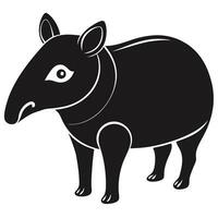 Simple Black And White Illustration Of A Standing Malayan Tapir vector