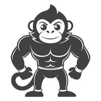 Muscular Cartoon Monkey Bodybuilder Character With Strong Physique And Confident Expression vector