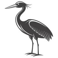 Elegant Heron Illustration Gray Silhouette Isolated On White Background Graphic Resource vector