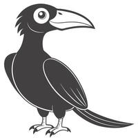 Cartoon Raven Illustration Of Cute Bird With Simple Design vector