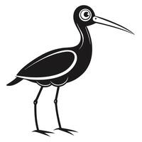 Black Silhouette Illustration Of A Long Legged Bird With A Long Beak vector
