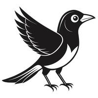 Simple Black And White Magpie Bird Illustration Design Element vector