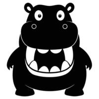 Cartoon Hippo Illustration Isolated On White Background For Design Element vector