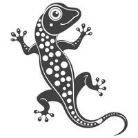 Stylish Gecko Reptile Silhouette With Circular Pattern Design Graphic vector