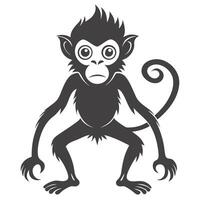 Simple Cartoon Monkey Silhouette Illustration With White Background Design Template vector