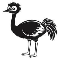 Cartoon Ostrich Illustration Standing Isolated On White Background Graphic vector