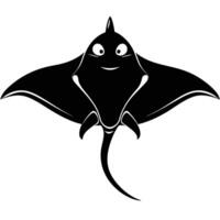 Cartoon Stingray Character With Googly Eyes Isolated On White Background Illustration vector