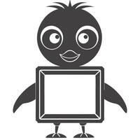 Cartoon Chick Character With Empty Frame For Text Or Image Silhouette vector