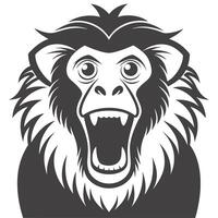 Aggressive Monkey Graphic Black And White Roaring Expression Illustration vector