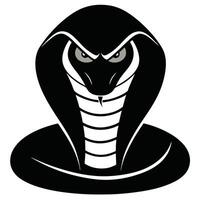 Graphic Black Cobra Snake With Hood Extended And Menacing Gaze Illustration vector