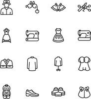 Simple Outline Icons Representing Wedding Tailoring And Apparel Design On A White Background vector