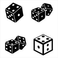 set of silhouettes of Dice vector