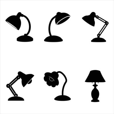set of silhouettes of Desk Lamp