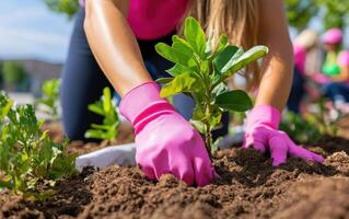 Community members engage in tree planting event to support local environment and beautify the neighborhood photo