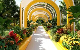 Innovative AI system fostering growth in a modern botanical paradise with vibrant flora photo
