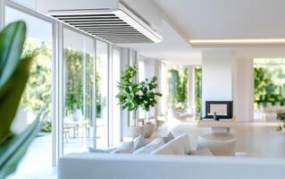 Modern home interior showcasing an advanced air conditioning system in a bright living space photo