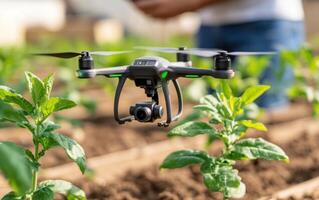 Soil regeneration technology utilizes drones for precision farming in sustainable agriculture practices photo