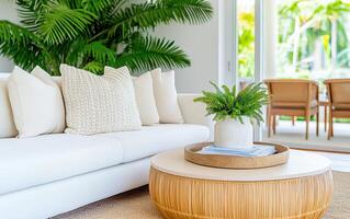 Towering giant ferns enhance a serene indoor atmosphere with natural elegance and vibrant greenery photo